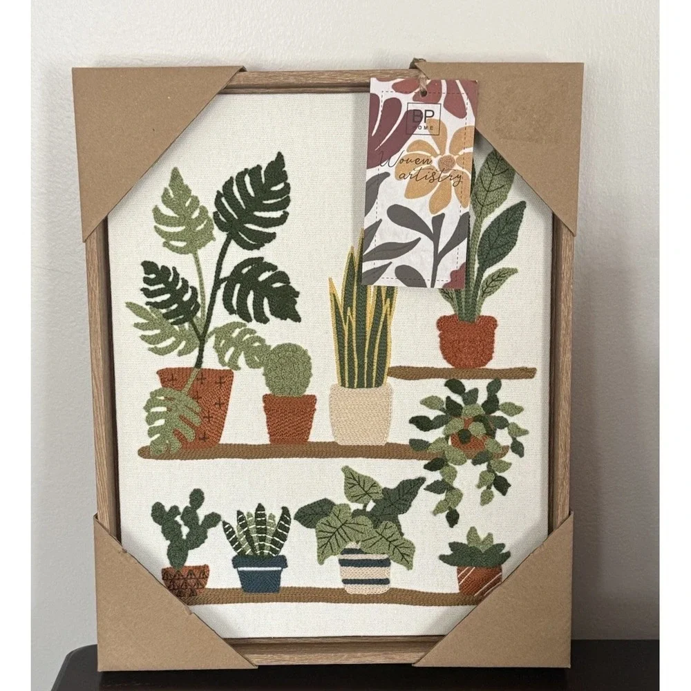 New BP Home Textile Embroidery Woven Wall Art Houseplant Decor 12